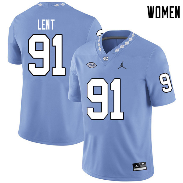Jordan Brand Women #91 Hunter Lent North Carolina Tar Heels College Football Jerseys Sale-Carolina B